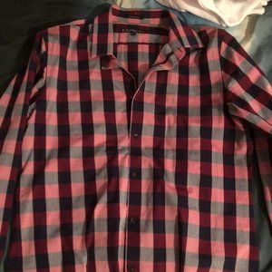 EXPRESS red/grey button down
